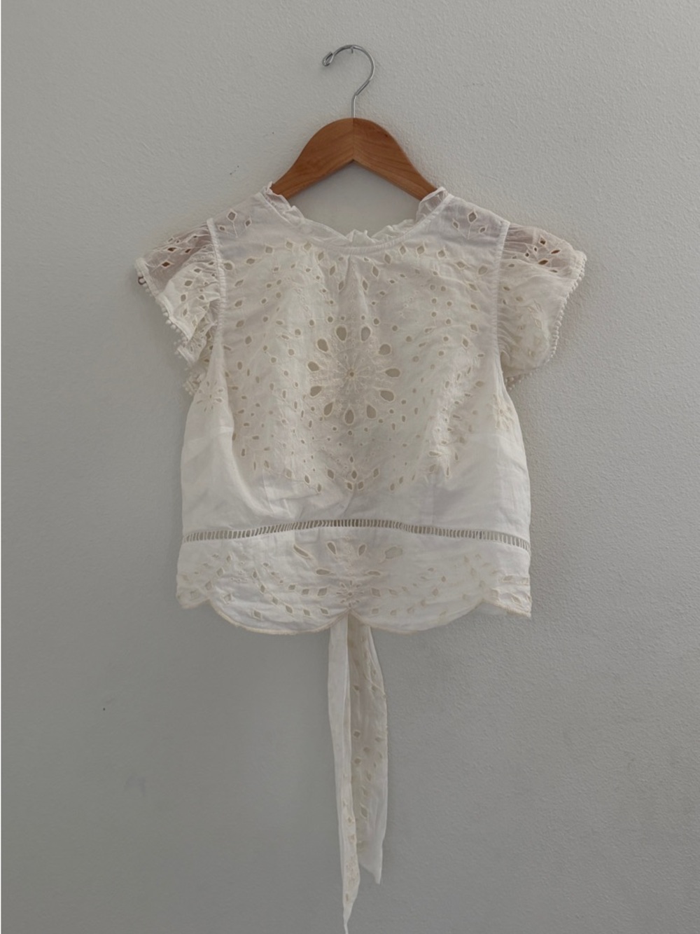 Anthropologie Cream Top with Eyelets